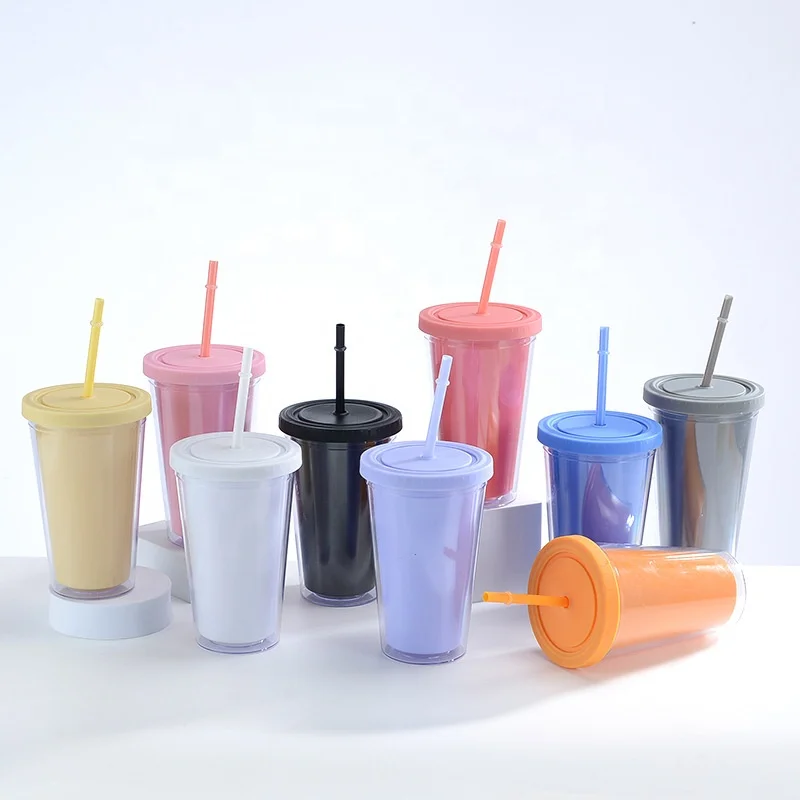 Wholesale 16oz Double sippy cup Travel Tumbler Cup Insulated coffee sublimation mugs supplier