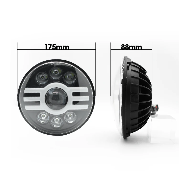 2021 led headlight parts dual color 3535LED Chip high and low beam round 7inch headlight