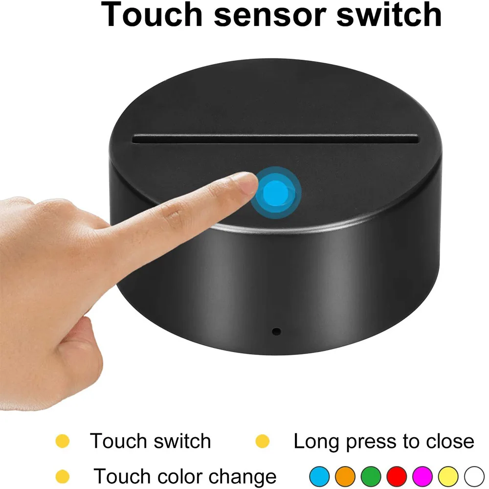 Led Lamp Bases For 3d Led Night Light Abs Acrylic Black 3d Led Lamp Night Light Touch Base With Usb Cable And Remote Control