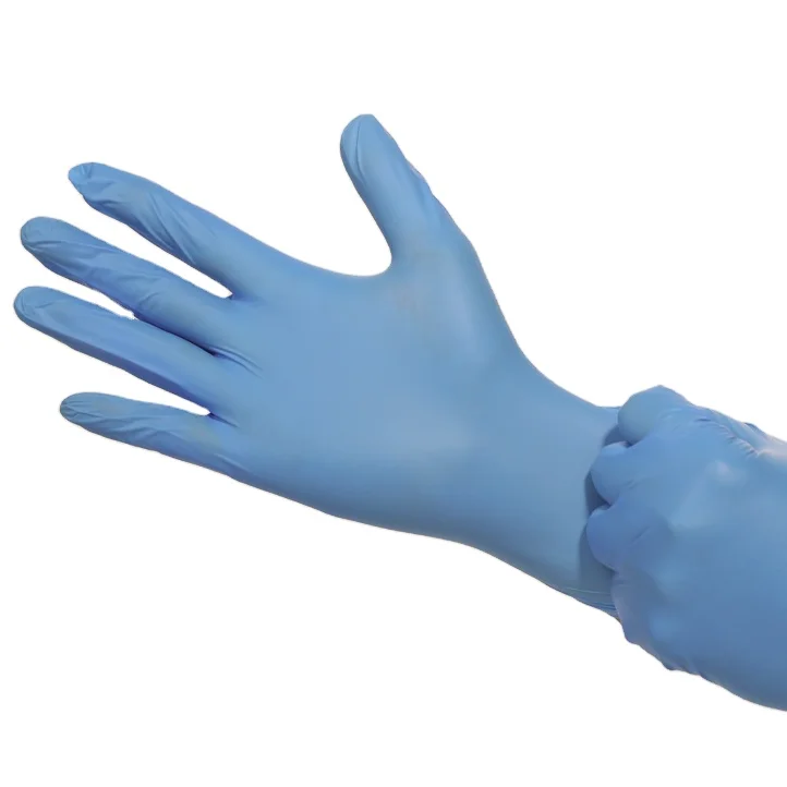 Wholesale OEM Custom Logo Food Grade Powder Free Blue Nitrile Gloves for Food Packing Restaurant Household