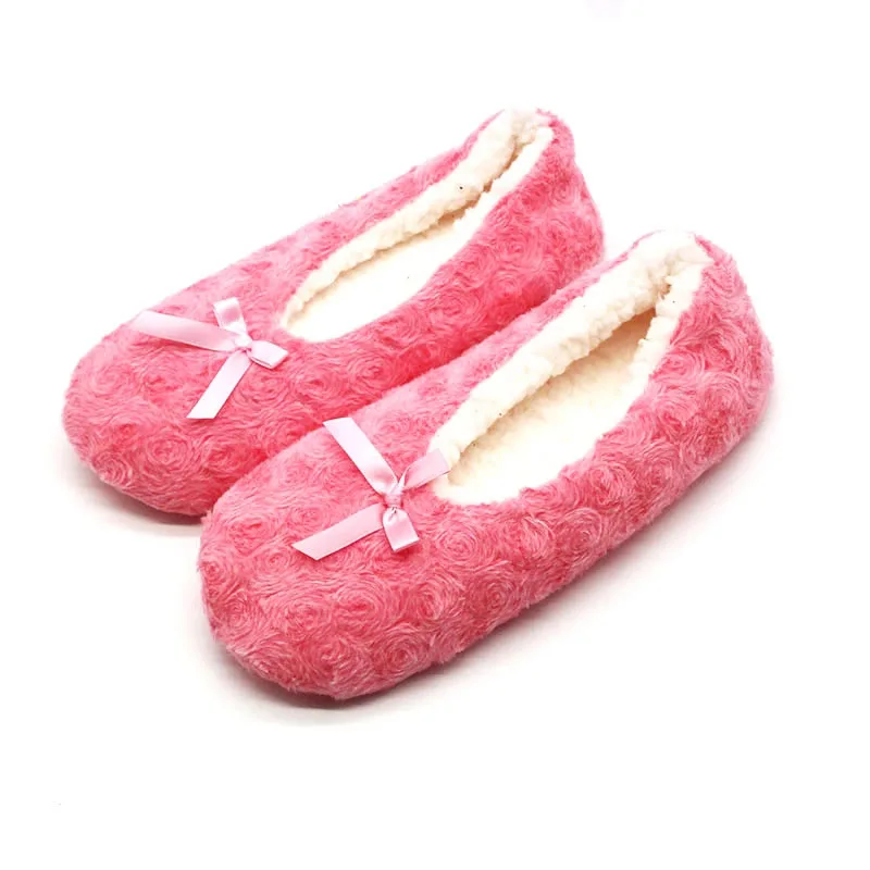 2020 Cute Bowtie Warm Winter Women Indoor Slippers Ballerina Slippers Soft Bottom Flats Christmas Gift Sewing Girl ballet shoes