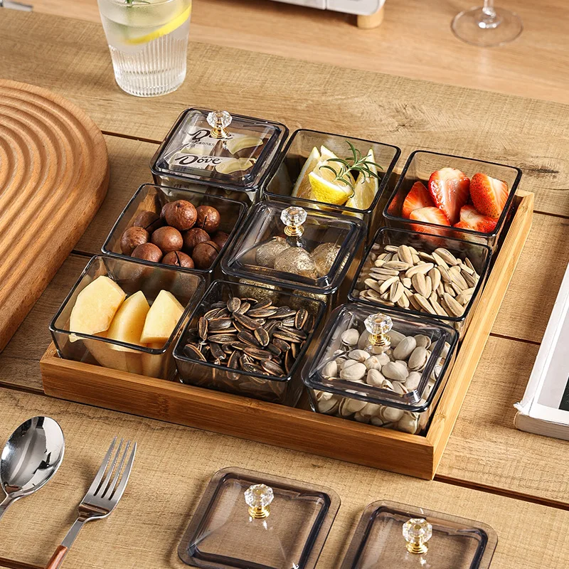 Nordic ins style glass fruit tray, light luxury creative snacks, divided fruit tray