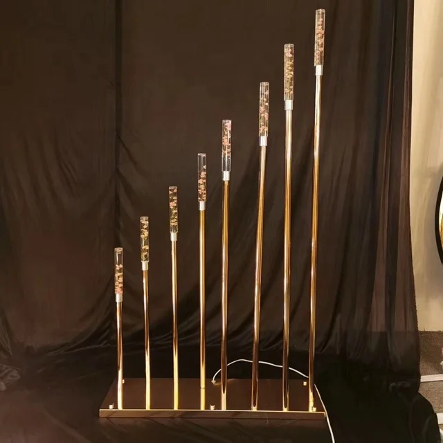 Золотой светодиодный металлический столб с подсветкой, свадебное украшение для сцены, коридор, столбы, украшение для вечеринки, свадьбы sunyu971