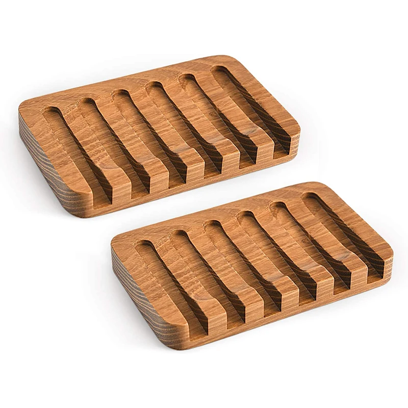 Wooden Soap Dishes for Bathroom Shower Bar Soap Holder with Self Draining Tray  Natural Waterfall Drain Soap Saver