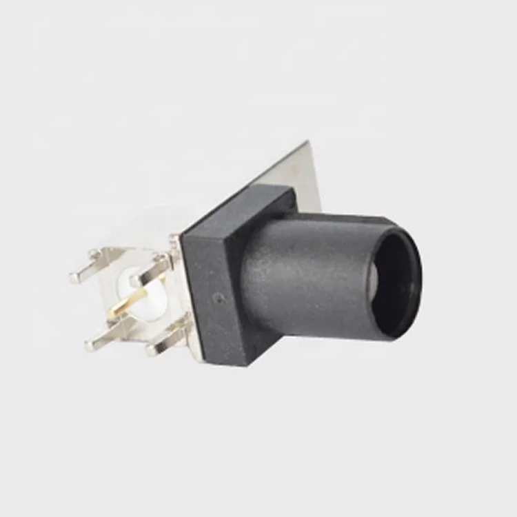 Fakra auto connector  right angle male for  PCB with 1 hole single baffle A Black color for automotive use