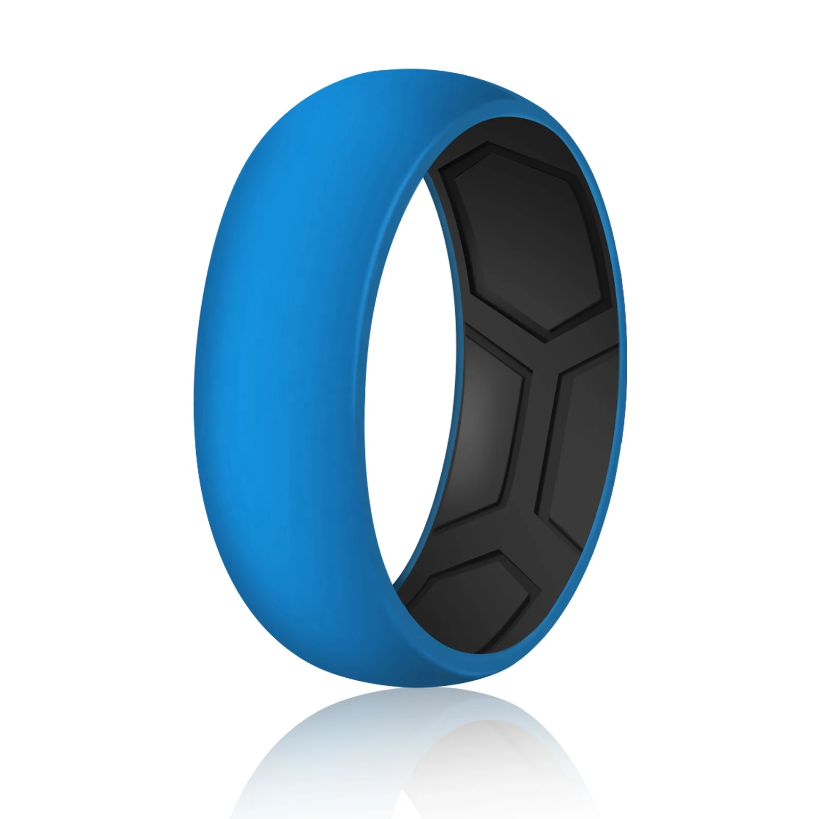 Personalized Engraved Logo OEM Silicone Finger Ring Fashion Medical Grade Breathable Jewelry Silicone Wedding Band for Men