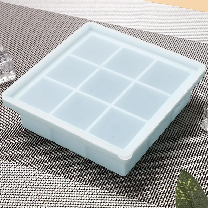 WONDERFUL 9 holes custom personalized food freeze rubber ice cube trays mold silicone with lid