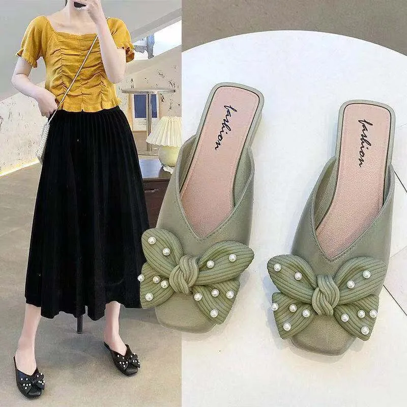 Hot sale New Baotou Half Slippers Korean Student Low Heel Slippers Causal Sneakers