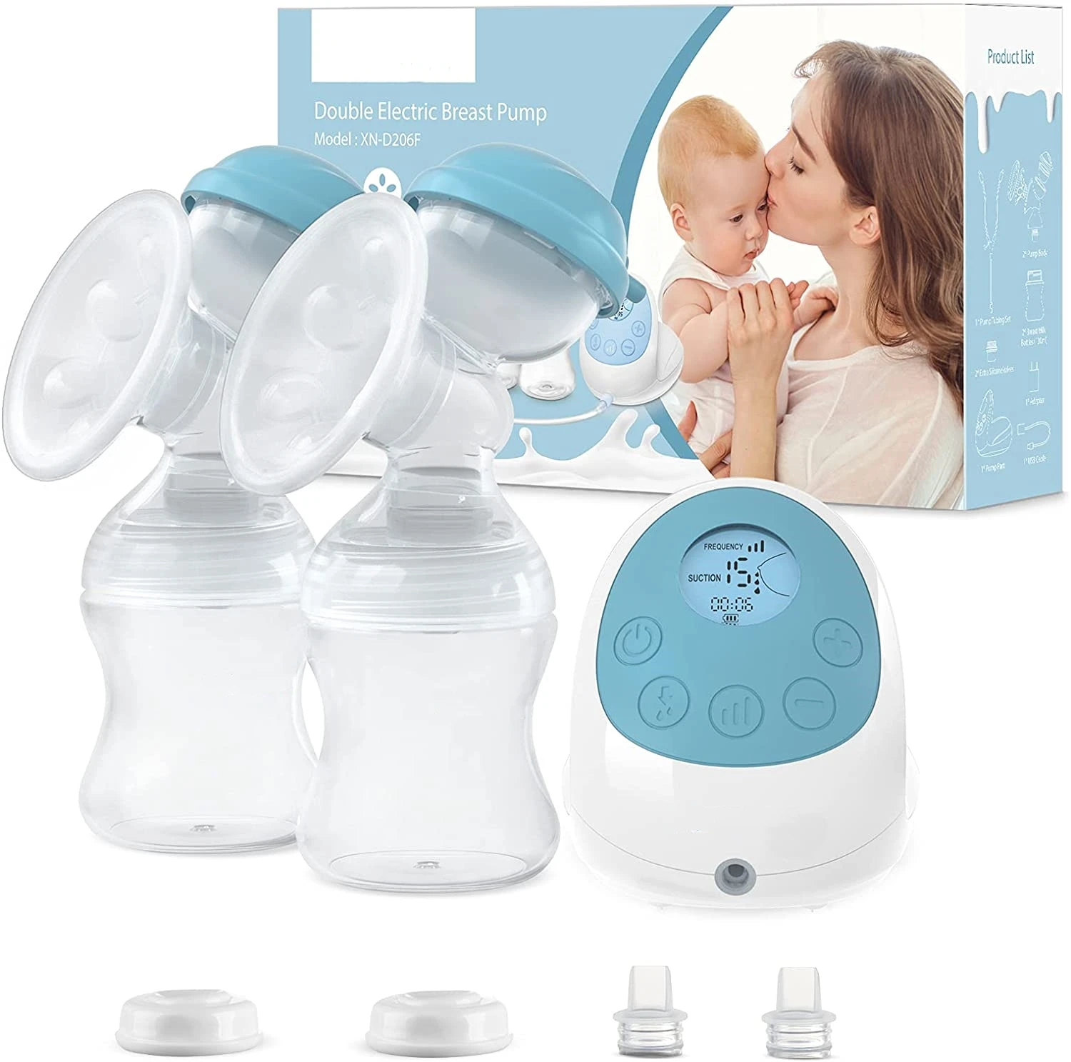 Dual Suction Baby Nursing Breastfeeding Pump Anti-Overflow Hands Free Double Breast Pump Electric