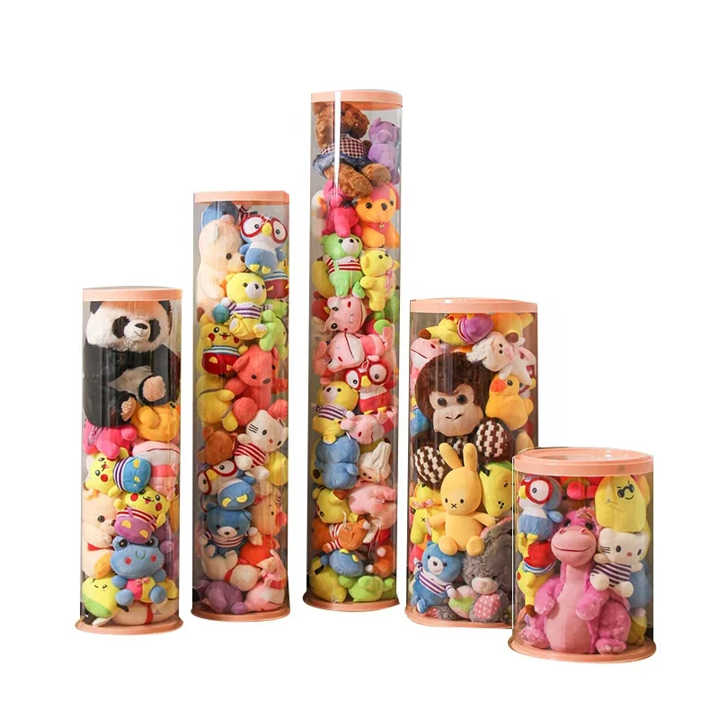 PVC Transparent Action Figures Home Organizer Round Kids Toys Box Countertop Display Case Clear Stuffed Animals Storage Boxes