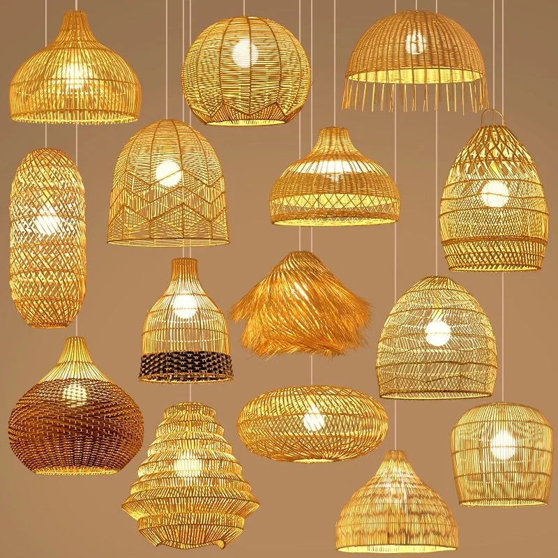 rattan handmade light lighting fixtures modern pendant hot selling Boho China reflector Pendant Lights Modern Crafts Lampshade