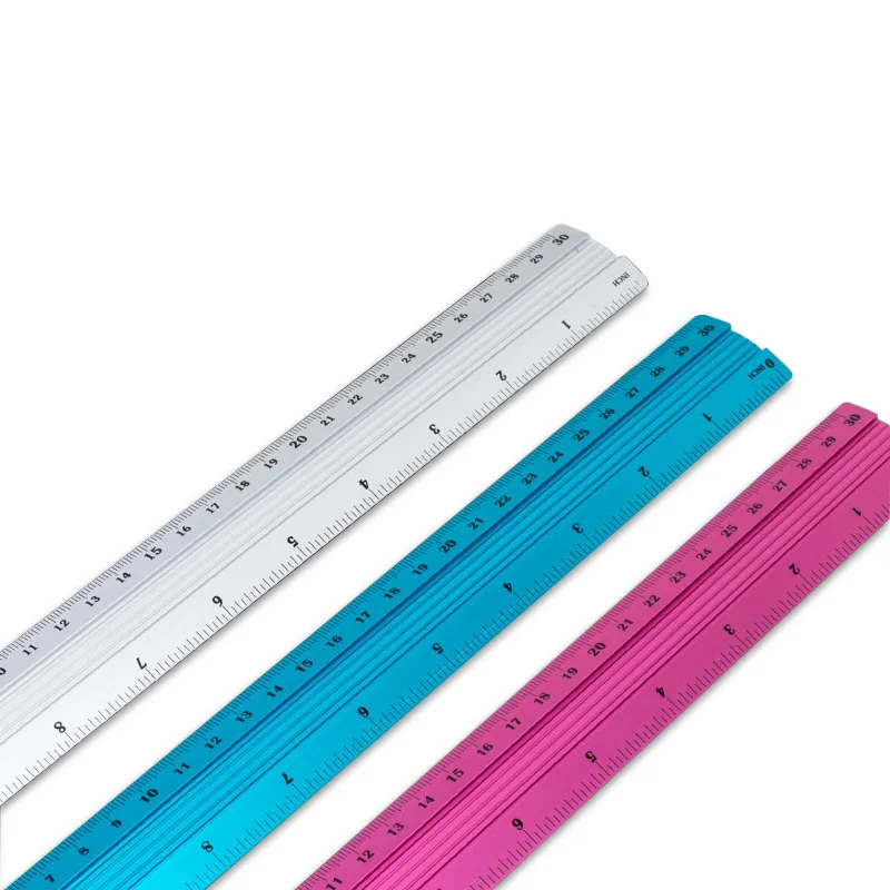 Custom logo metal measuring machine ruler manufacturers 15cm 20cm 30cm triangle scale silver aluminum ruler