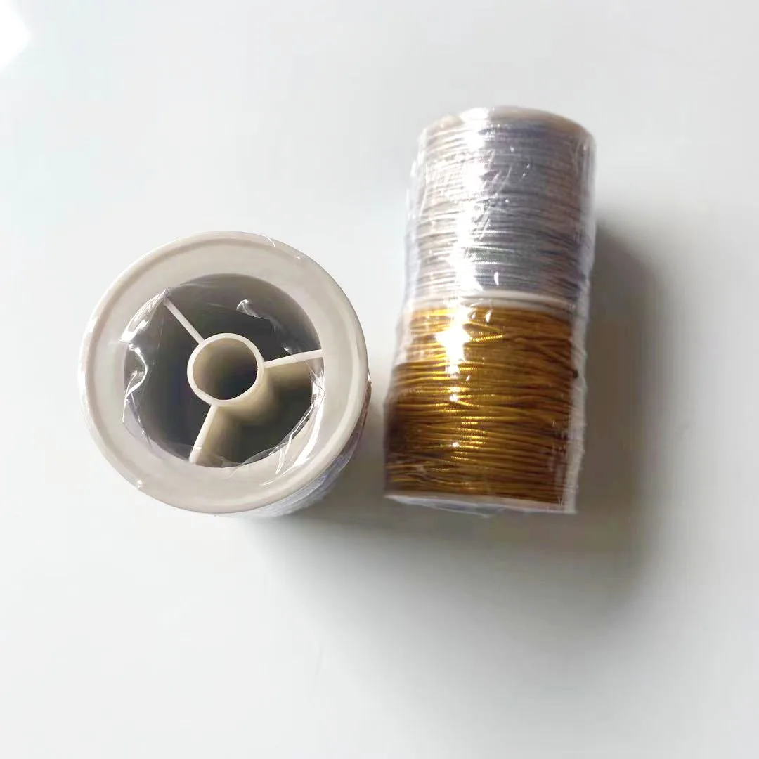 Wholesale DIY narrow macrame gold and silver metalli elastic cord decorative rope braiding