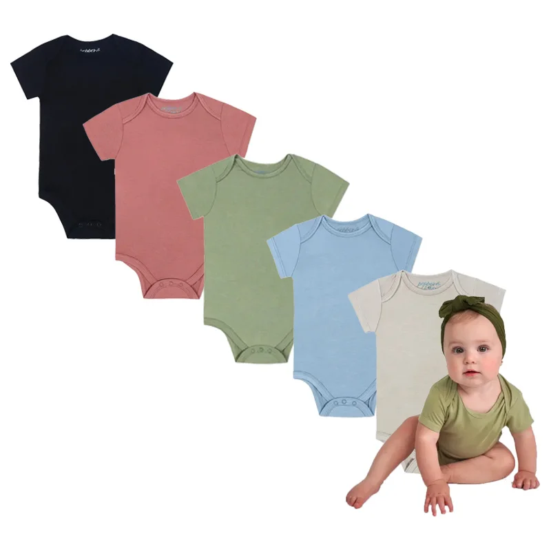 High Quality Clothing Manufacturers Custom Short Sleeves Toddler Bamboo Knitted Baby Rompers Clothes