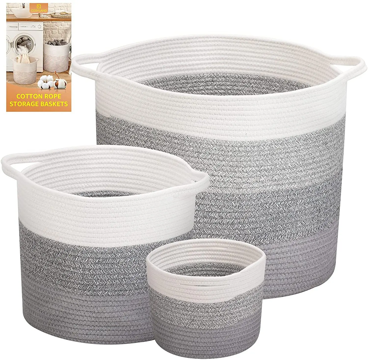 Handmade Woven Cotton Rope Large Storage Basket