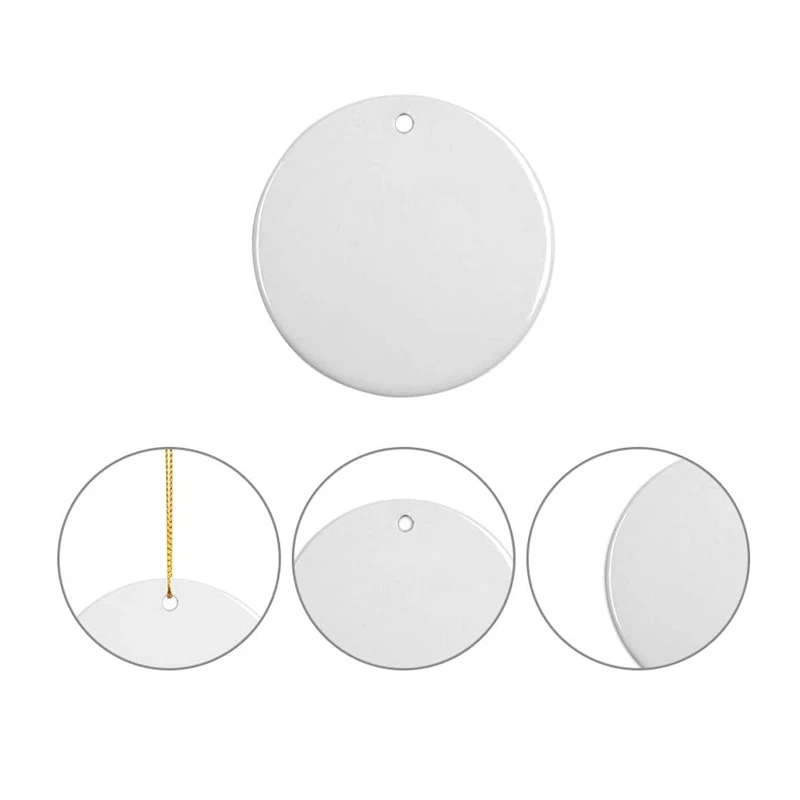 Custom Printable Sublimation Ceramic Christmas Ornaments Blank Tree Decoration Christmas Ornament