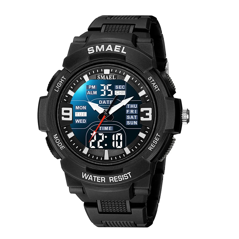 SMAEL 1912 Dual Time Digital Watch for Men Fashion Sport Watches Waterproof Chronograph Electronic Wristwatch Auto Date Alarm