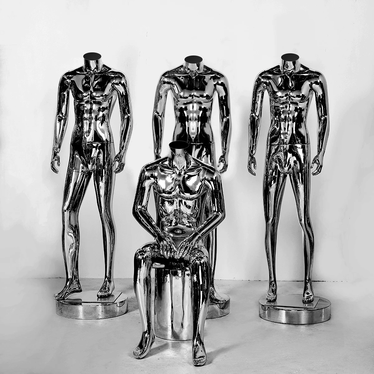 Wholesale Luxury Glossy Chrome Black Boutique Standing Men Luxury Suits Male Mannequin Full Body For Clothing Store