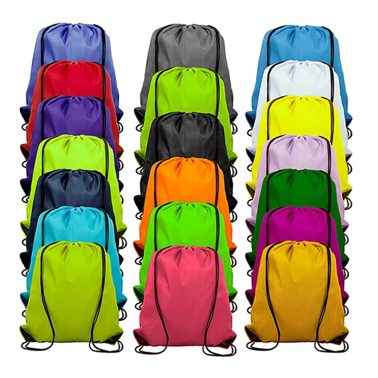 Bulk 24 Pieces Nylon Drawstring Bag Sring Backpack Bags Sport Gym Sack 9 color