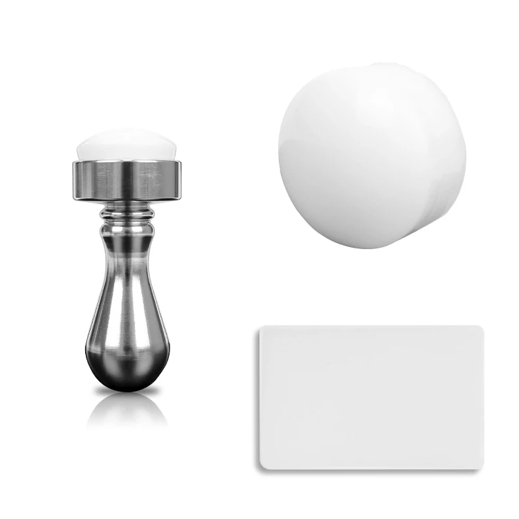 Real Metal Handle Manicure Tool nail art stamper Jelly clear white silicone nail stamper