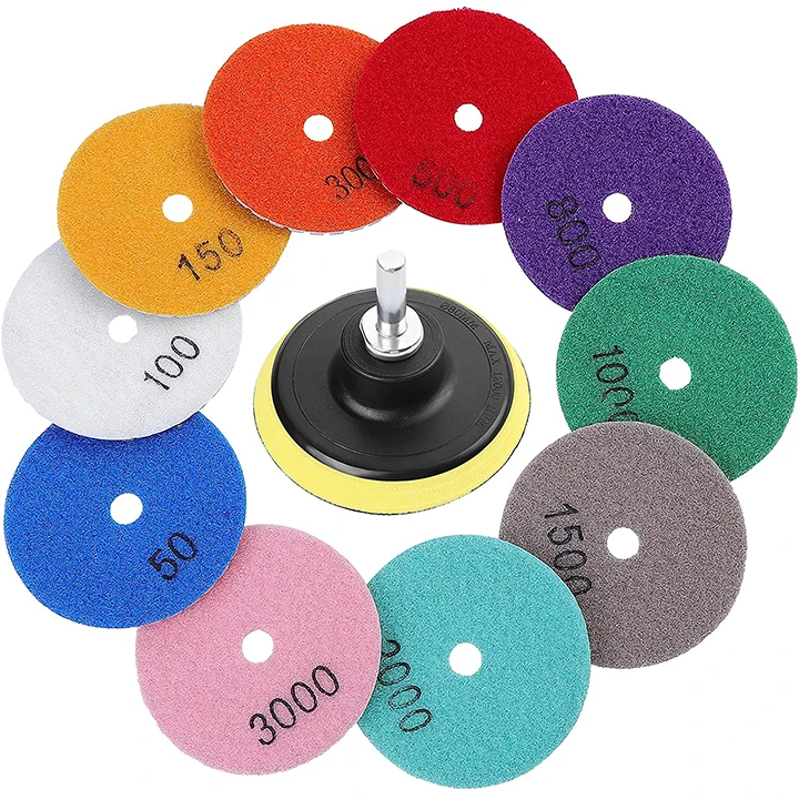 2024 High Wear Resistant Durable 9 Types Flexible Dry Diamond Polishing Sand Disc for Marble/Granite