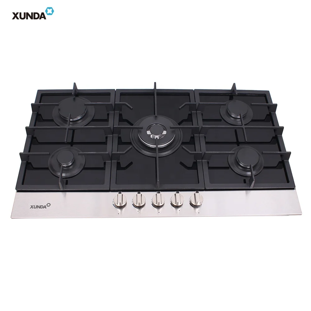 Xunda Industry Wholesale Price Tempered Glass Top Original Italian Sabaf 5 Burner Gas Stove Hob
