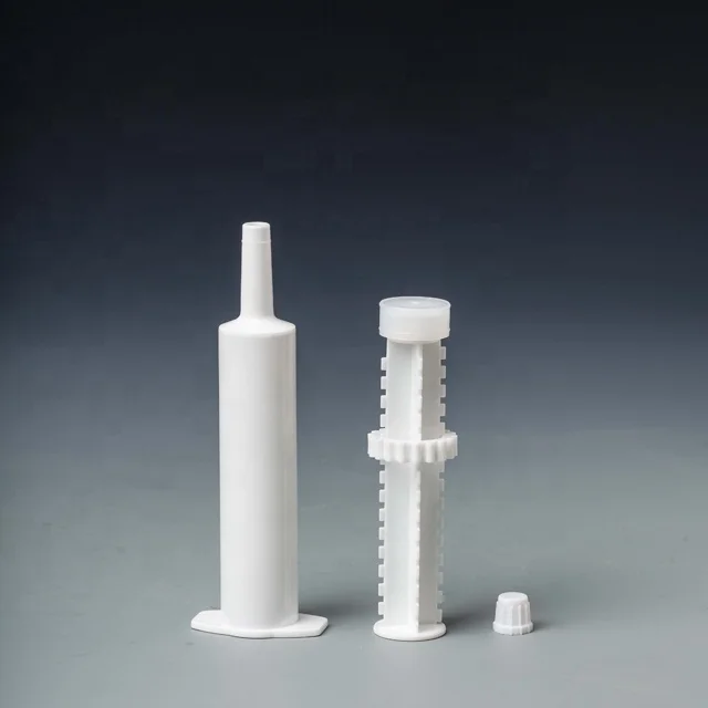 wholesale Animal Health Medicine Packaging HDPE 30ml Plastic Disposable Medical Veterinary Syringe With Colored Cap