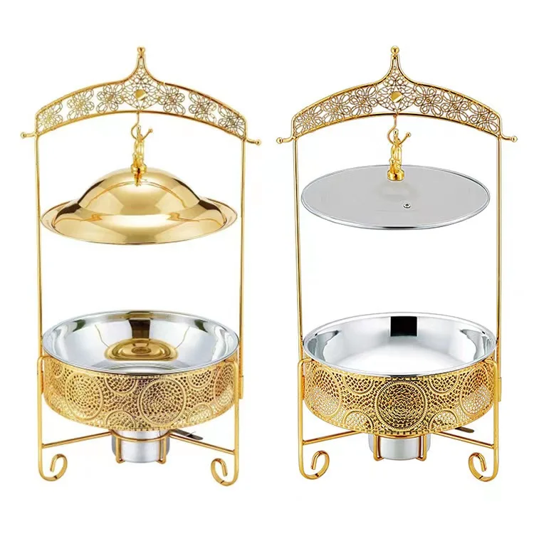 Stainless steel golden alcohol stove hot pot hanging cover hotel restaurant buffet stove insulation heating container