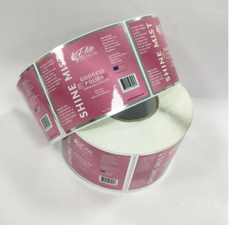 Roll stickers with gold sliver foil vinyl stickers with strong adhesive glue  bottle stickers for hair.