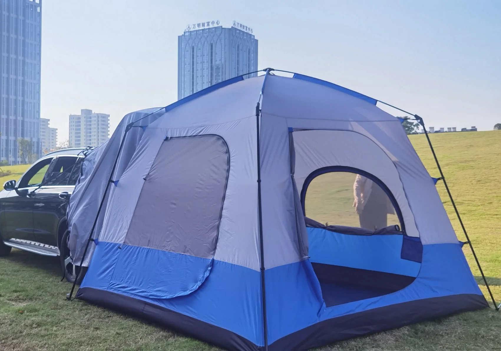 Outdoor Camping Waterproof Car Connect Rear Tent Double Layer Large SUV Family Camping Tent for 4 Person