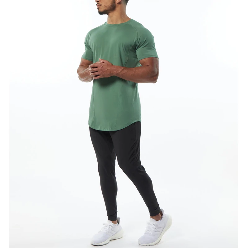 Custom screen printing quick dry polyester t-shirtst curve bottom gym athletic fitness work out wear sports t shirt