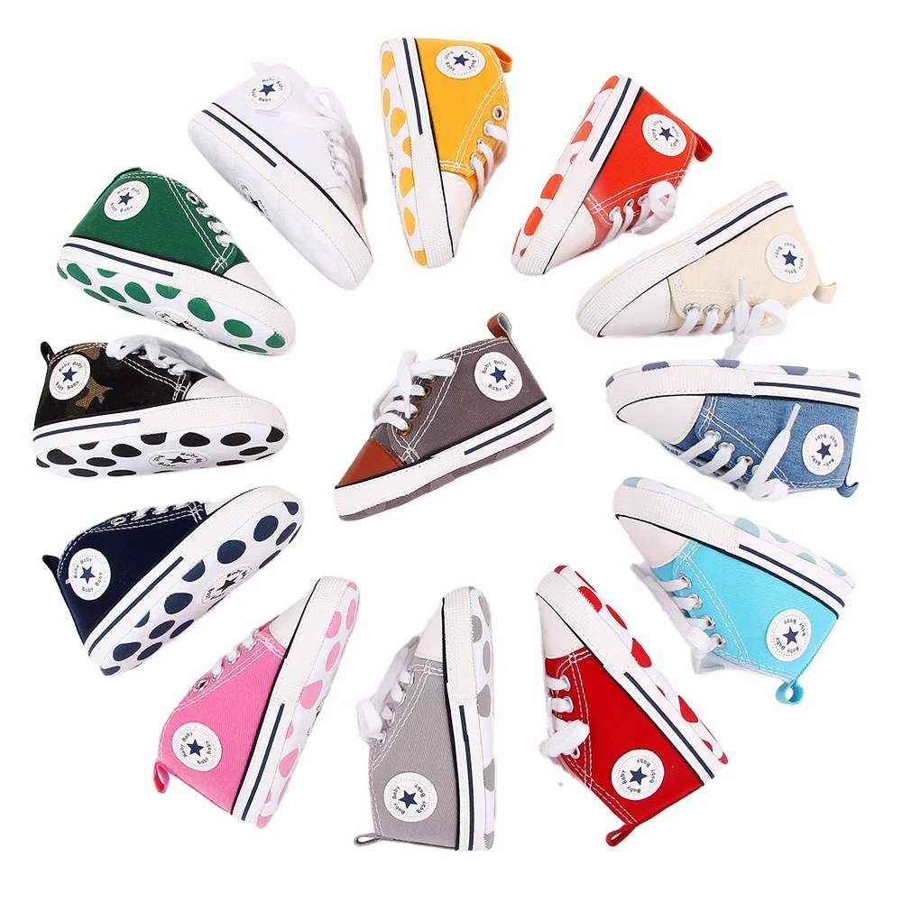 2020 Hot Selling Unisex Lace Up Casual Girls Canvas Pre Walker Baby Shoes