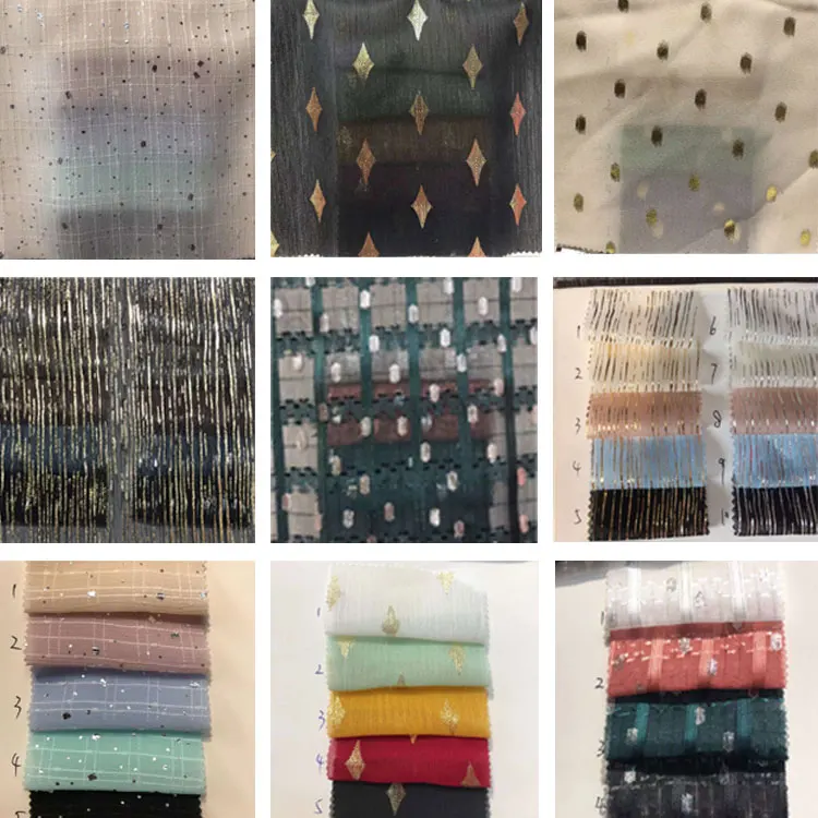 Новое поступление тканая металлическая шифоновая Золотая фольга ткань из полиэстера с бронзовым принтом для женской одежды