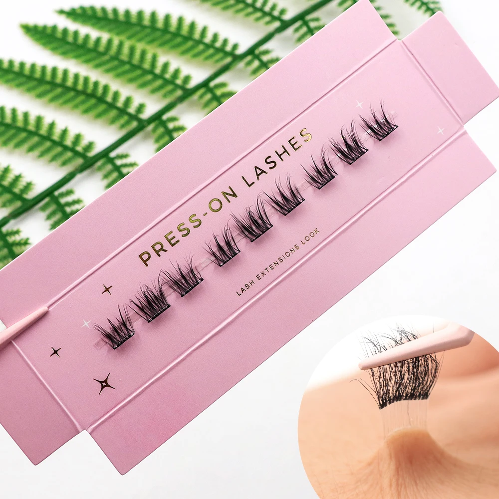 Wholesale No Glue Pre Bond CDL Curl Self Adhesive Black Brown Press On Cluster DIY Segment Eyelashes Kit