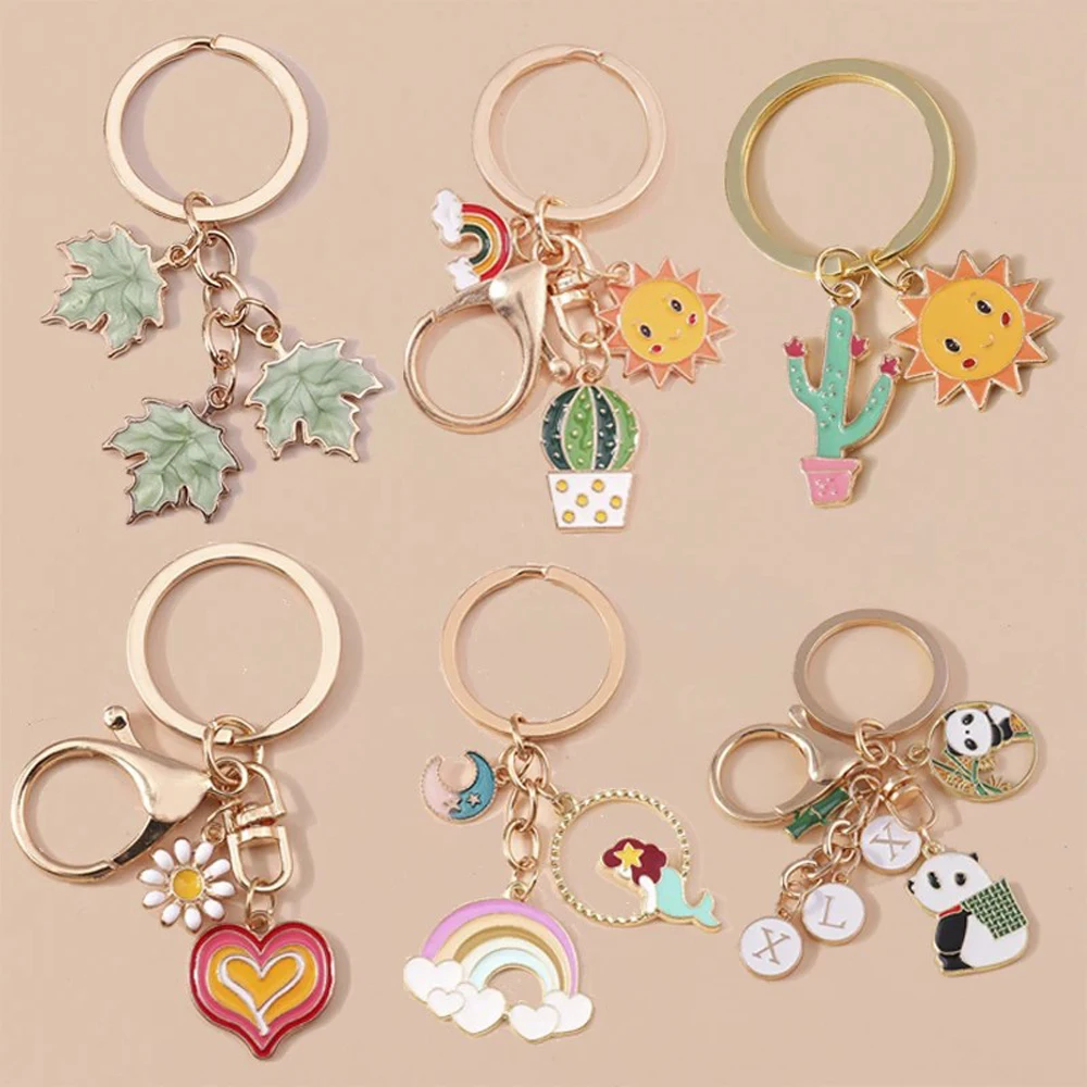 Manufacturer Custom Metal Keychain Japanese Fish and Lucky Bag Charm Keyring Key Ring Jewelry Gifts Enamel Key Chain