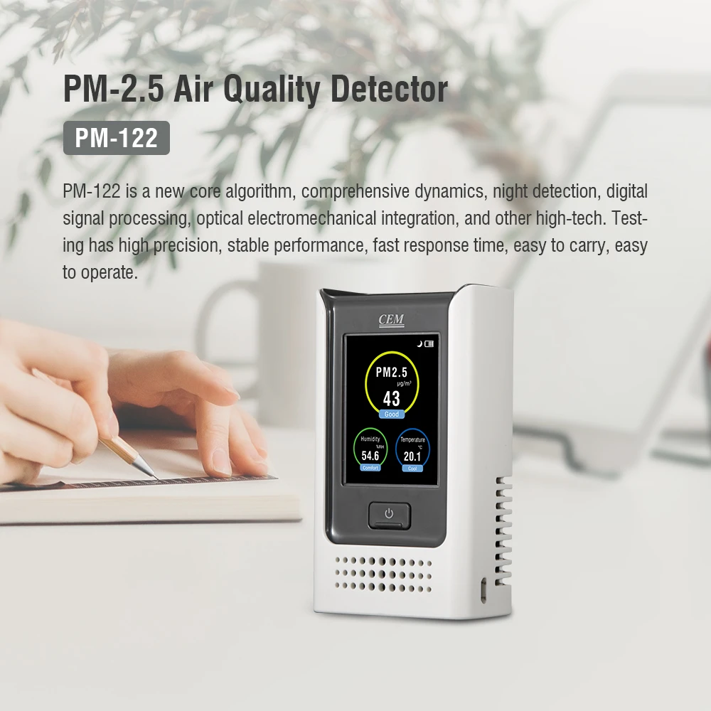 
 CEM PM-122 PM2.5 портативный датчик качества воздуха мониторинг PM2.5/PM10 для ношения в помещении загрязнения воздуха счетчик частиц  