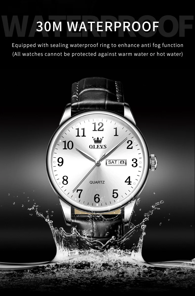 OLEVS Custom Watches Luxury Leather Steel Stainless Watches for Men Quartz Watches for Men