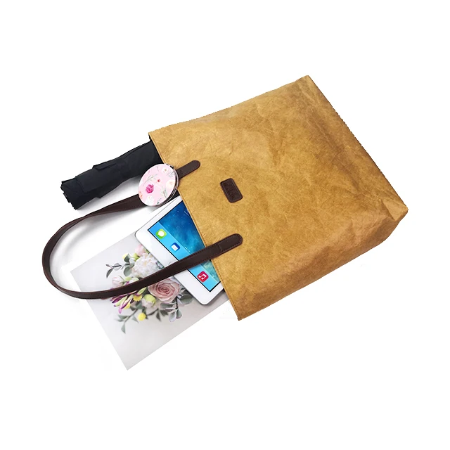 Custom Blank Large Waterproof Dupont Brown Paper Shopping Reusable Tyvek Tote Bag With Logo