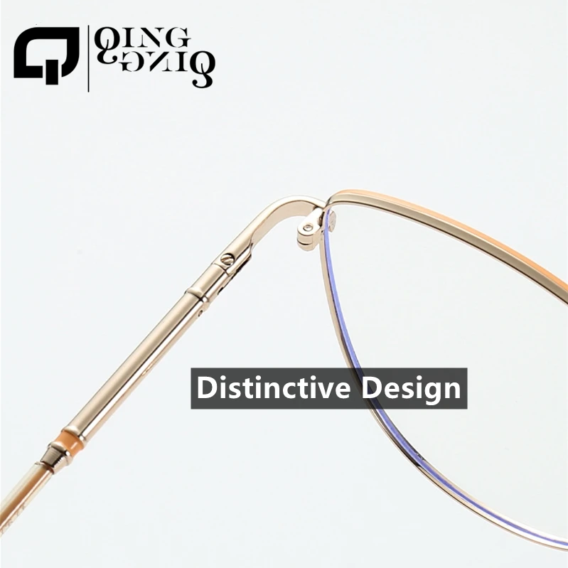 durable computer optical reading bluelight gold metal cat eye brown pink monturas opticas girls women medical glasses frames