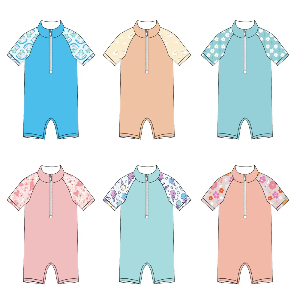 Tailored summer swimwear for babies and children unisex beach pool short-sleeved shorts set