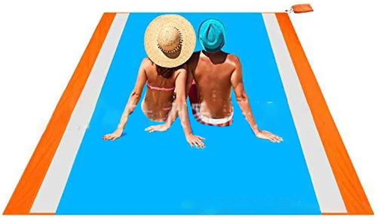 Explosive Camping Nylon Pocket Three-Color Picnic Mat Mini Waterproof Plaid Moisture-Proof Beach Blanket