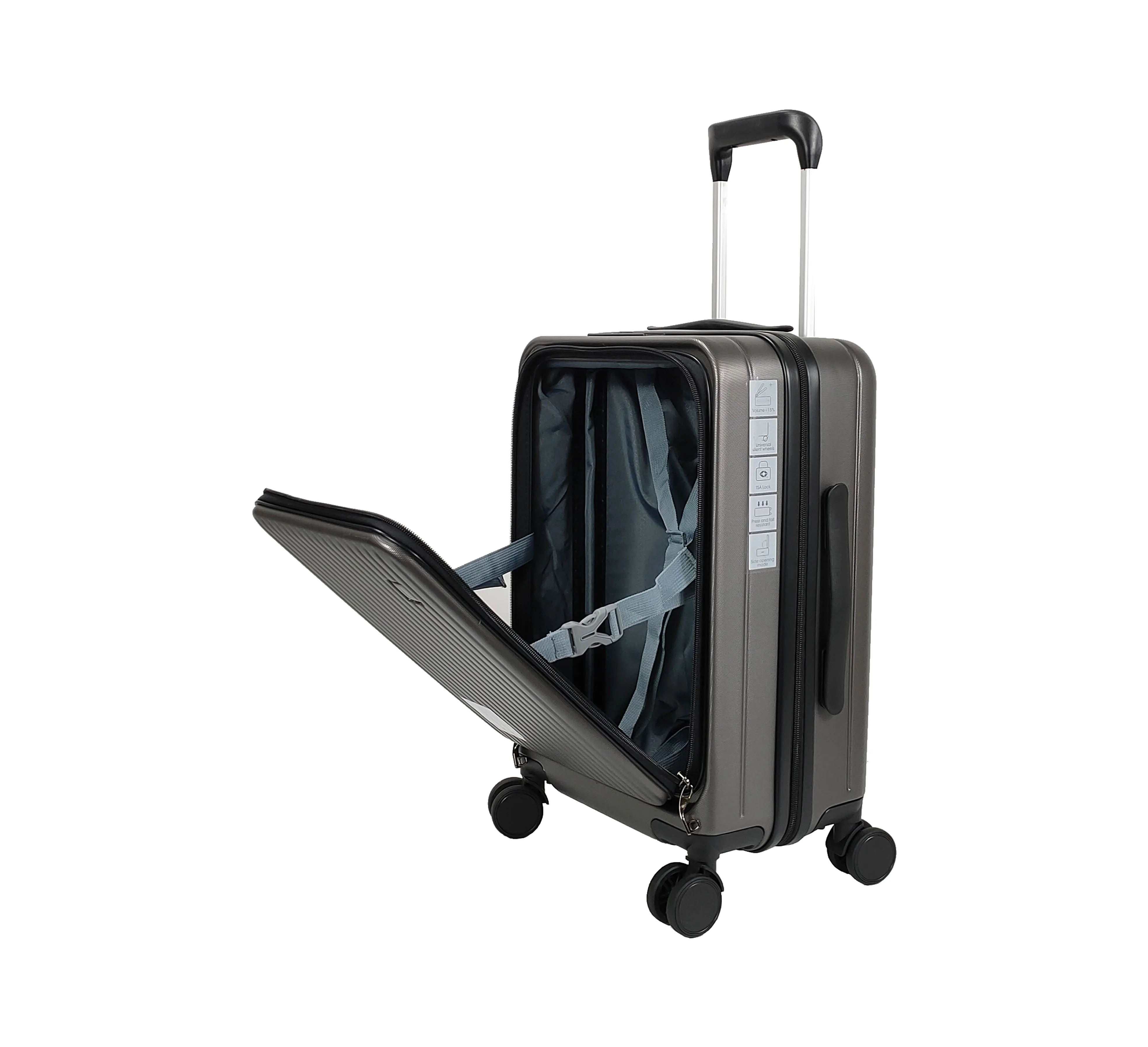 2024 New Design Scratch-resistant double zipper trolley bag office trolley bag front opening luggage for Travel Business