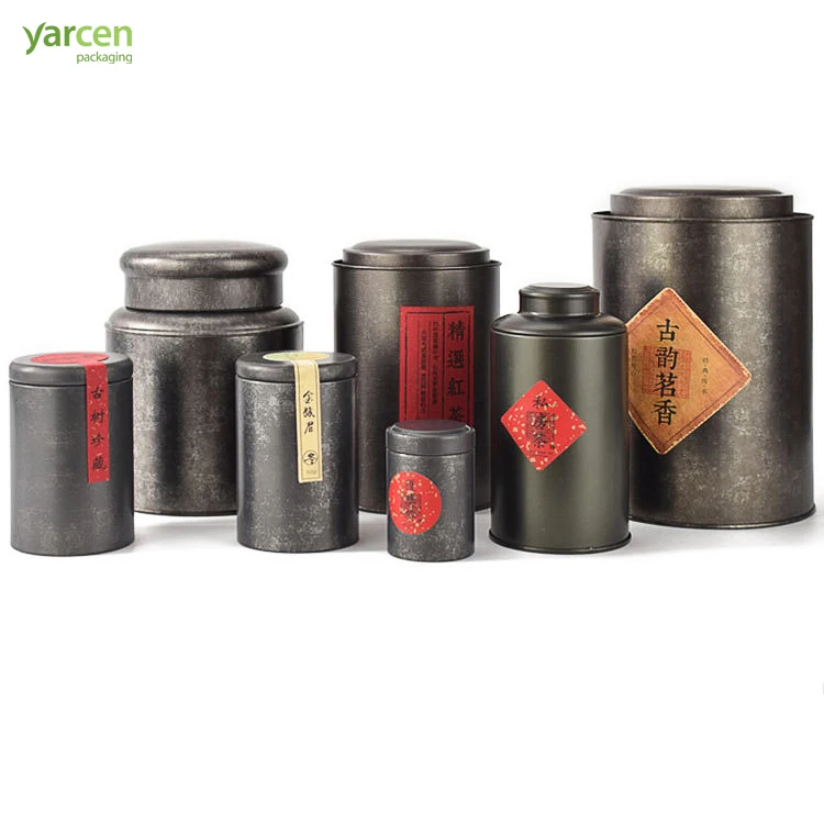 Wholesale Custom Retro Vintage Style Matt Finish  Black Tea Tin Box Packaging