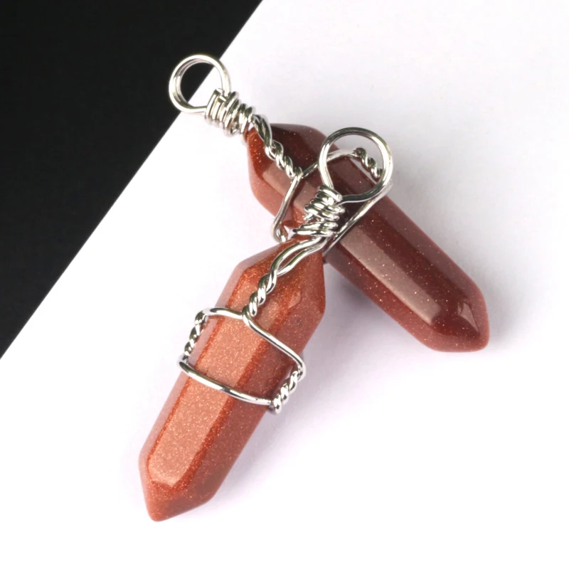 Wholesale natural rose quartz wire wrapped  amethyst point pendant