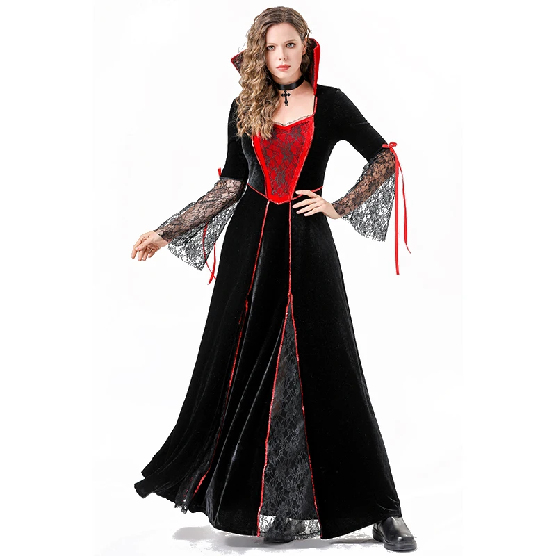 Halloween New Adult Dark Vampire Queen Cosplay Costume Female Dress Horror Vampire Role Play Stage Costume Cosplay