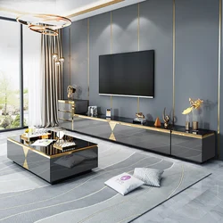 The latest living room solid wood marble luxury modern tv cabinet designs
