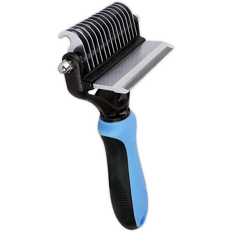 
Pets Dogs Cat Combs Brush Cleaning Dog Grooming Slicker Massage Cleaner Hair Removal & Combing 2 in 1 Stainless Steel Pet Comb 
