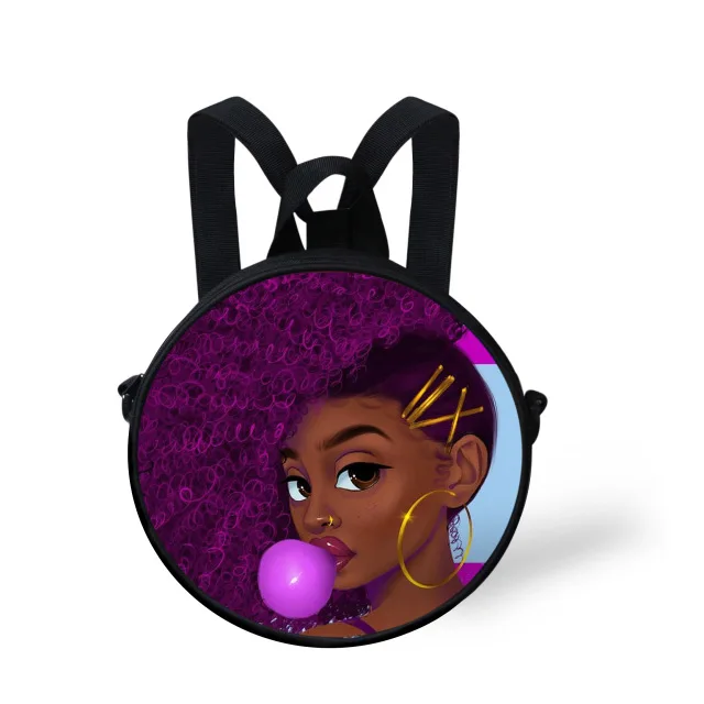 
Queen School Bags for Girls Boys Black Girls Magic Melanin Poppin Pattern Kids Backpacks Cute Round Bag 