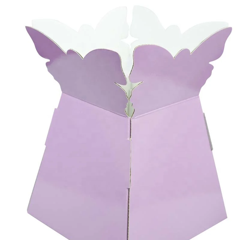 Custom Cardboard Vase Flower Paper Box Purple Color Bouquet Flower Holder Box for Festival Home Decoration Flower Paper Box