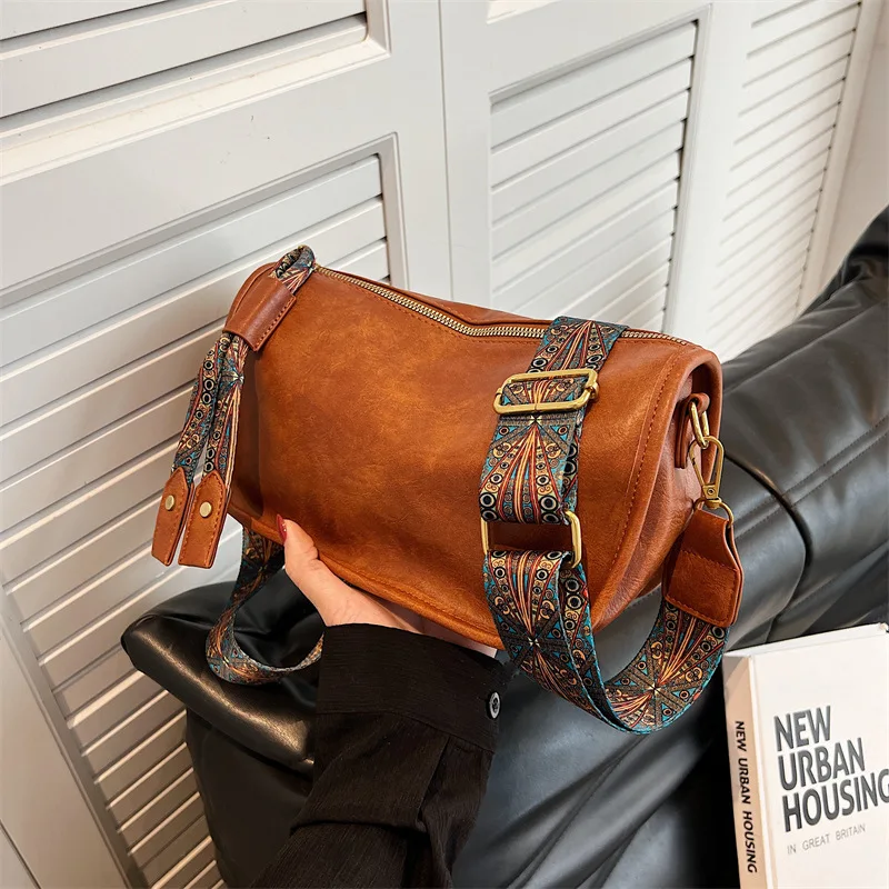 LULU Bohemia Print Strap Messenger Vintage Pu Leather Ladies Crossbody Bag Custom Luxury Famous Brand Designer Bag for Women